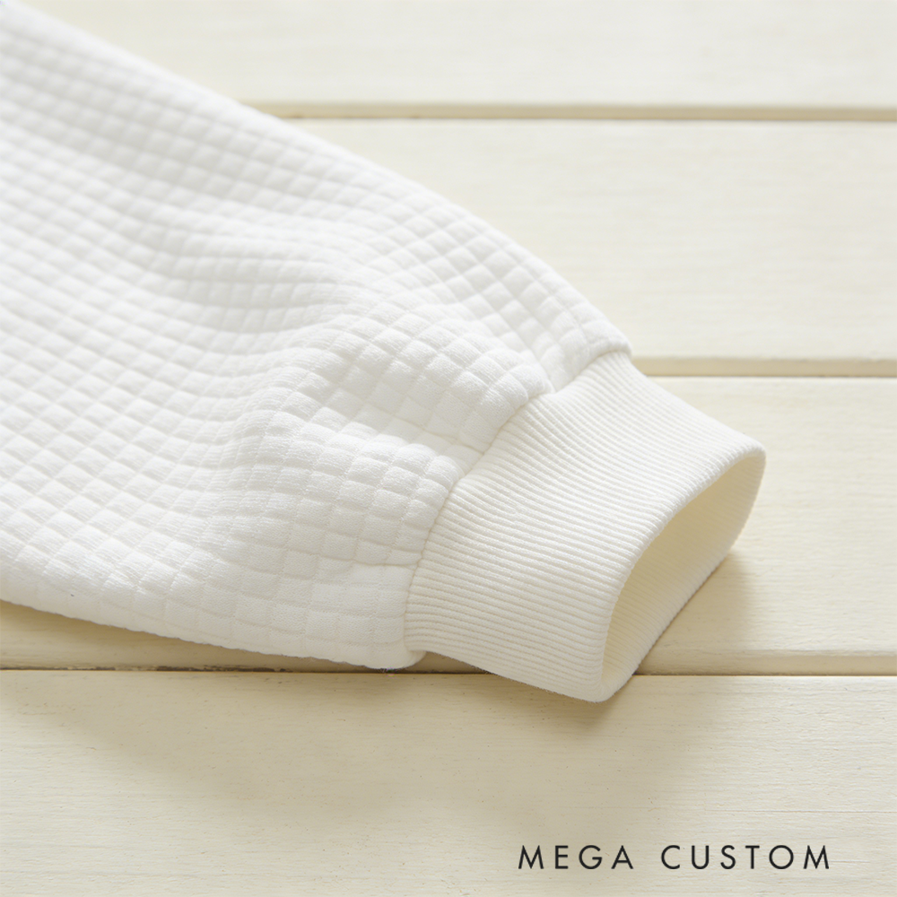 Personalized Waffle Knit Sweatshirt for Racing Fans with Custom Name and Checkered Flag Design Gift