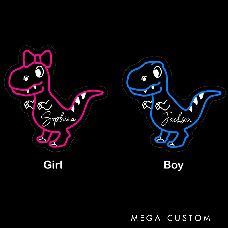 Personalized Fun Cartoon Dinosaur Outline Name Lamp Ideal For Nursery Decoration Neon Sign