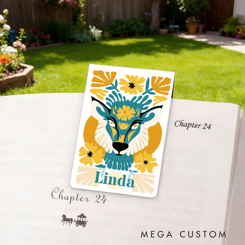 Personalized Multicolor Abstract Animal Illustration Flower Magnetic Bookmark Clip Birthday Gift for Reading Lovers Teachers Students