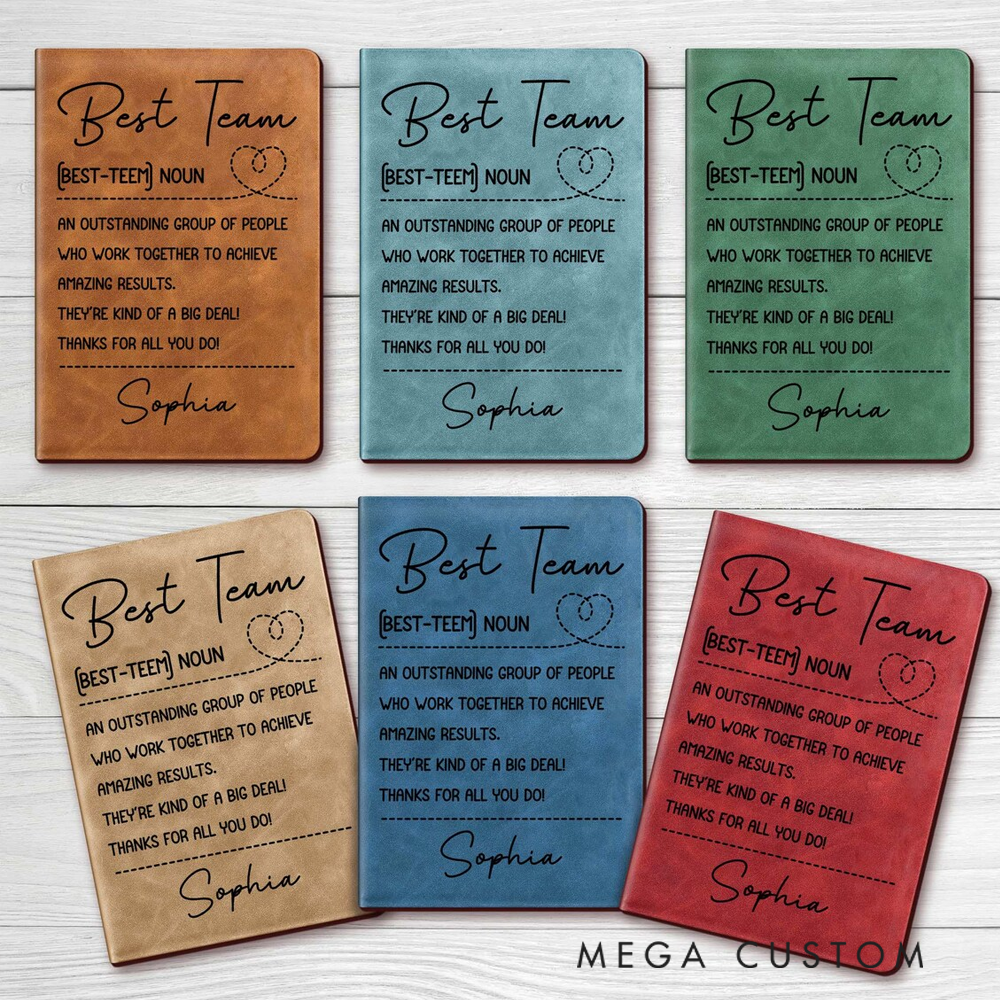 Personalized Leatherette Notebooks Best Team Definition Design Custom Name Design Gift
