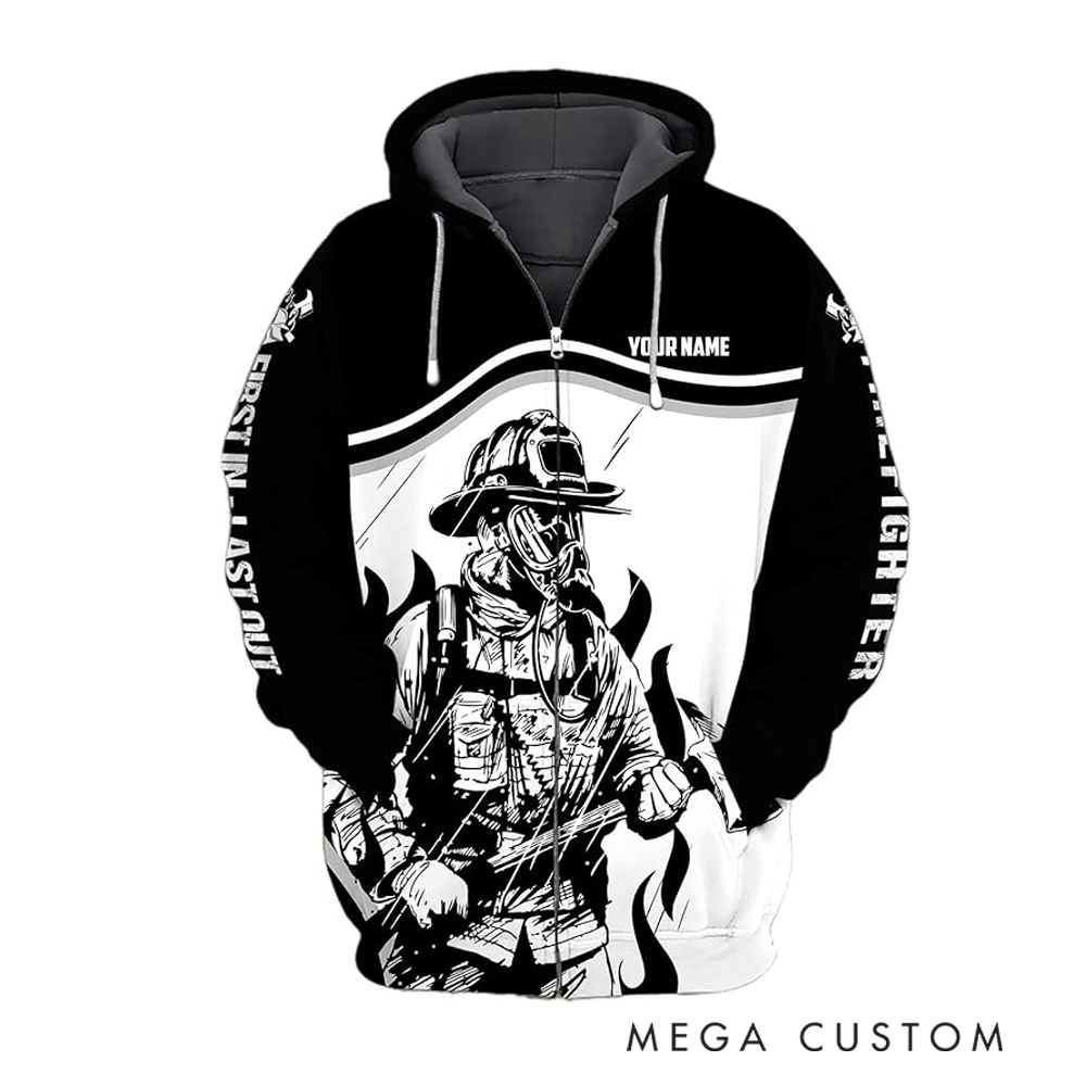 Personalized Firefighter Full Print Hoodie Gift Custom Name Design Gift