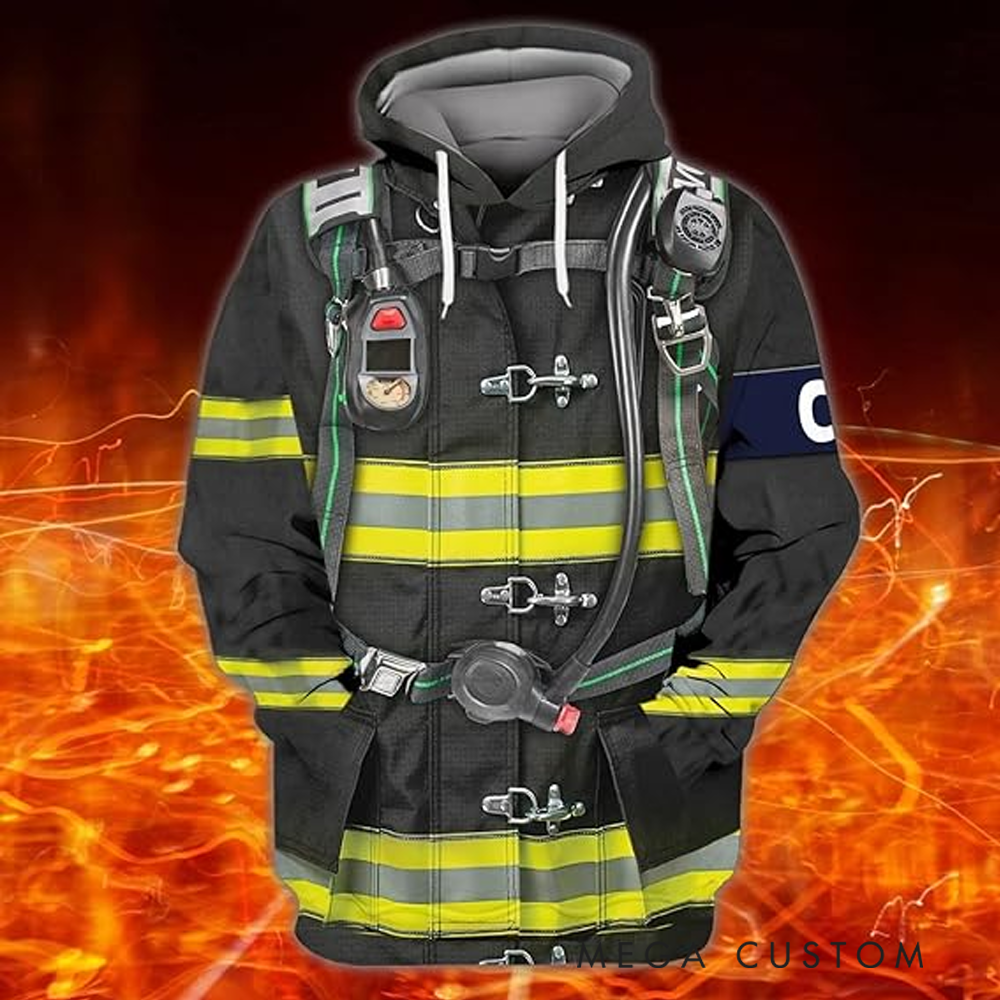 Personalized Firefighter Full Print Hoodie Gift Custom Name Gear Design
