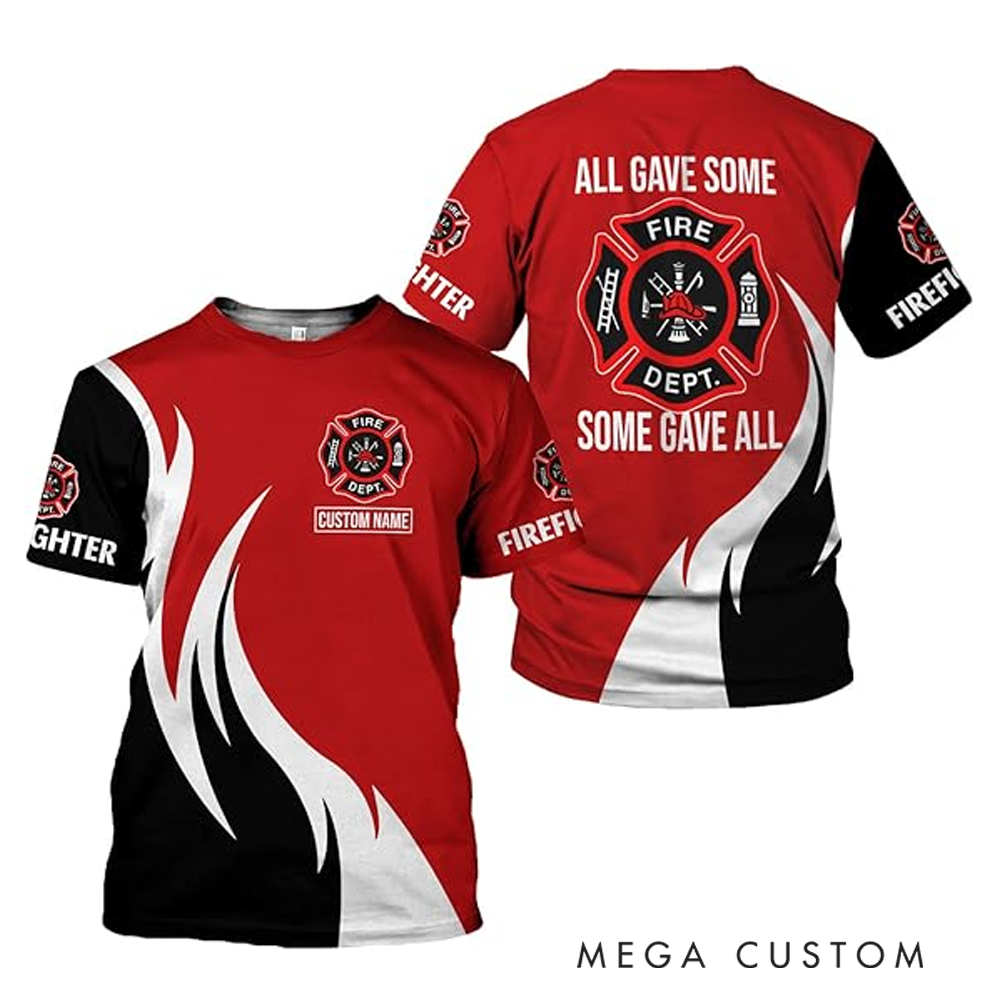 Personalized Firefighter Full Print T-Shirt Gift Custom Name and Tribute Design