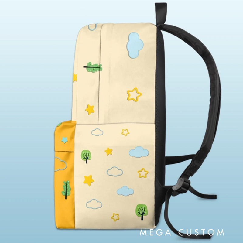 Personalized Cute Construction Theme Custom Name Photo Face Yellow Dump Truck Pattern Kids Backpack