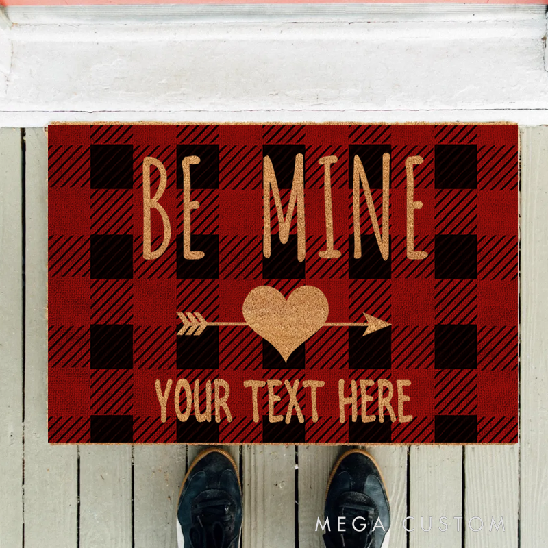 Personalized Checkered Flag Doormat Custom Text  Be Mine Entry Rug Welcome Mat Gifts