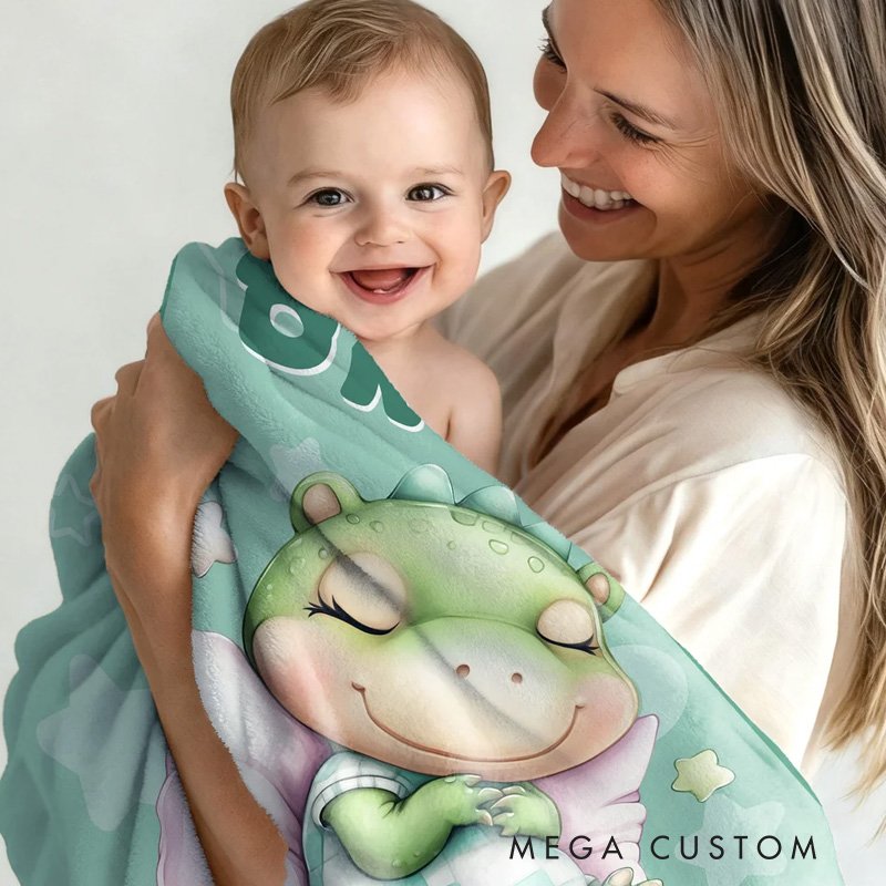 Personalized Stars Moons Clouds Sweet Dream Cartoon Animals Soft Throw Blanket with Name Home Decor Birthday Christmas Gift for Kids