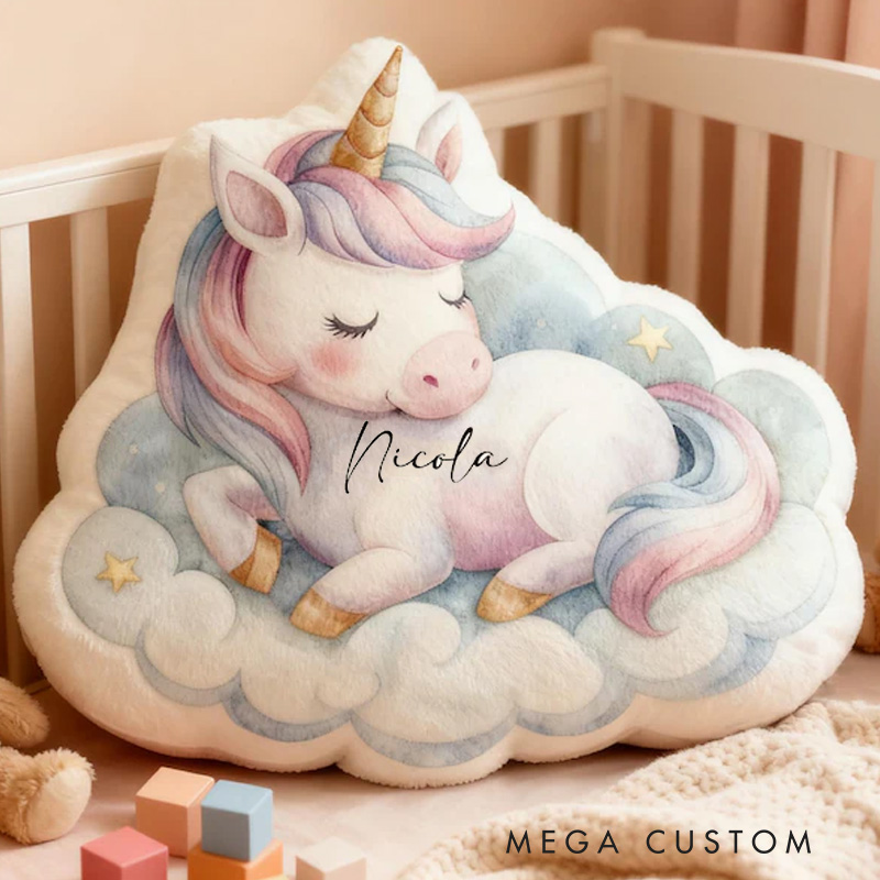 Personalized Fantasy Theme Custom Name Adorable Dream Horse Pastel Color Soft Decorative 3D Print Pillow
