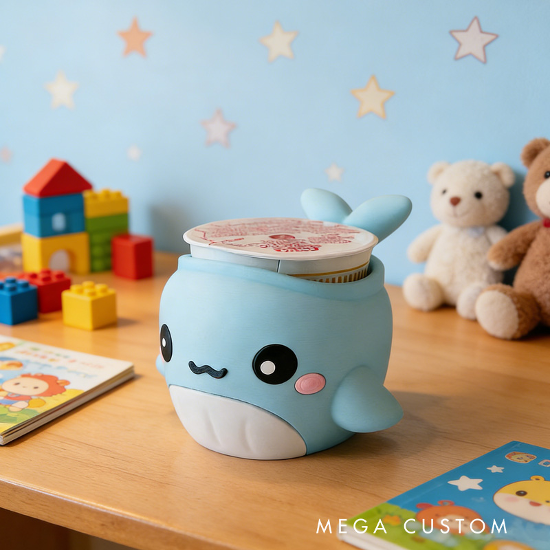 Personalized Ocean Theme Custom Name Adorable Blue Whale Dessert Cup Stand 3D Printed Cozy with Spoon Slot