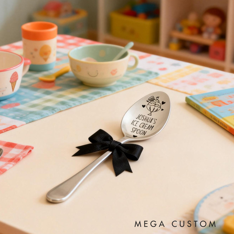 Personalized Unique Custom Name Sweet Dessert Gift Engraved Spoon Fork Spoon