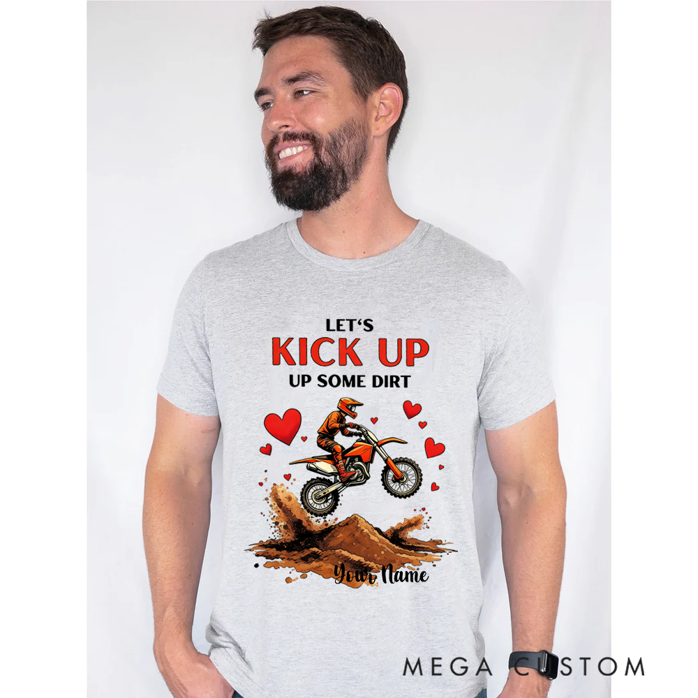 Personalized Couple’s Motocross T-Shirt Custom Dirt Bike Design for Riders in Love