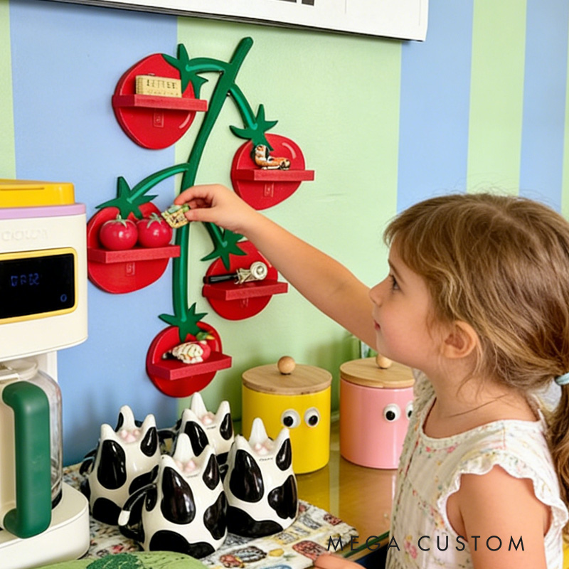 Tomato Vine Shape Wall Mounted Shelves Creative 3D Printed Kitchen Organizer Spice Rack and Trinket Display Decor