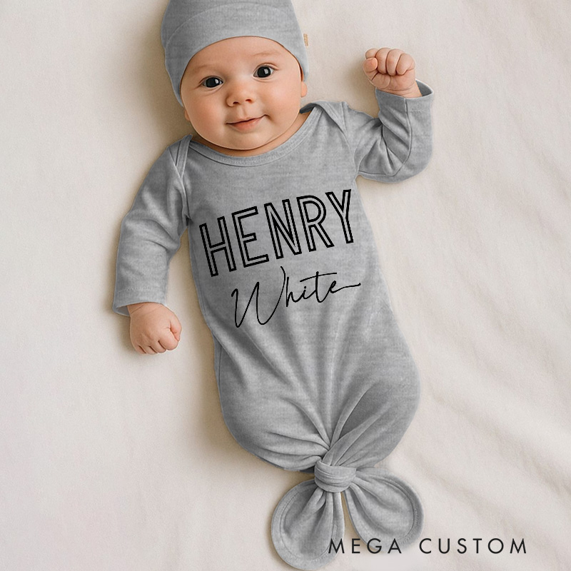 Personalized Bold and Elegant Name Typography Keepsake for Babies Baby Gowns