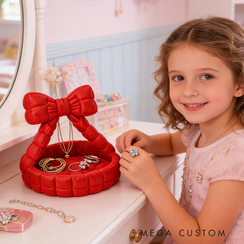 Bowknot Jewelry Holder Elegant 3D Printed Basket Shaped Organizer Perfect for Girls Dressing Table, Accessories, and Gift Decor