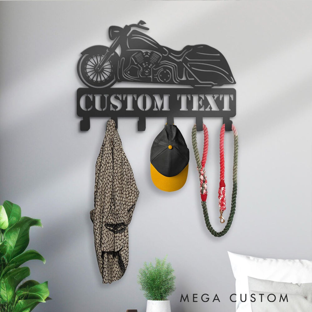 Personalized Metal Motorcycle Wall Hook Custom Organizer  for Bikers