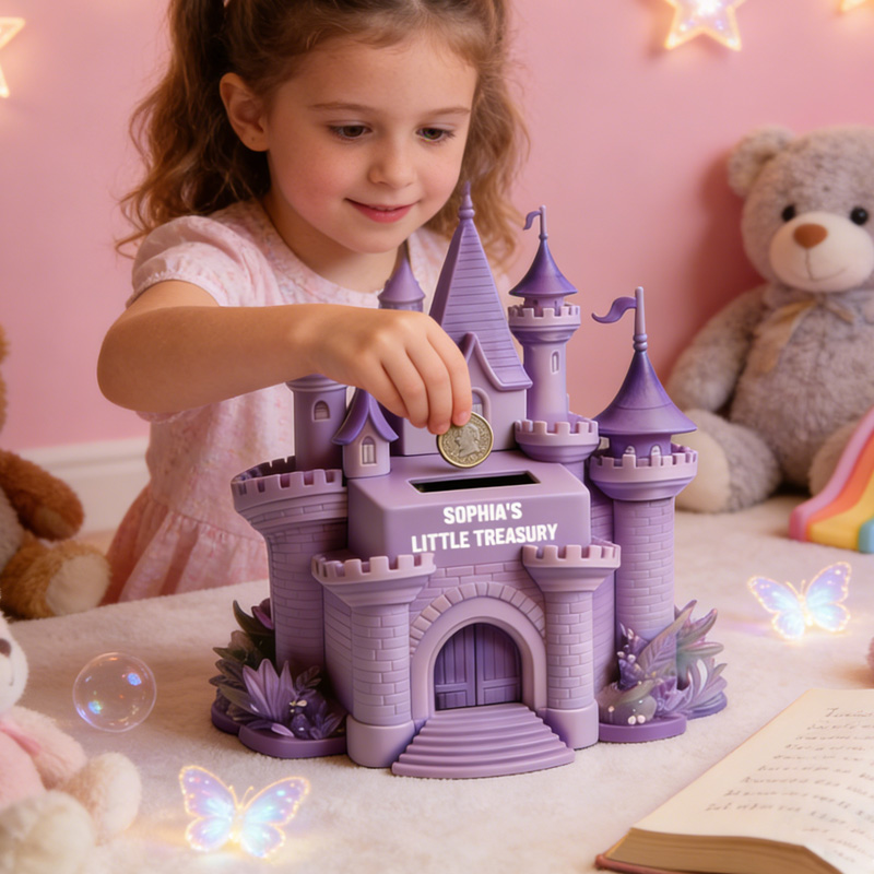 Personalized Princess Castle Theme Name Custom Kids Savings Coin Money Box Fairy Tale Gift Decor 3D Printing Piggy Bank
