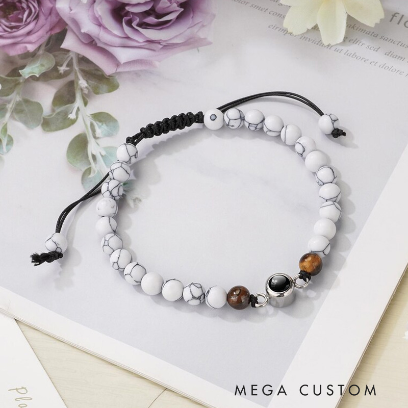 Personalized Photo Projection Bracelet Photo Beaded Bracelet Natural Stone Beaded Bracelet Exquisite Gift