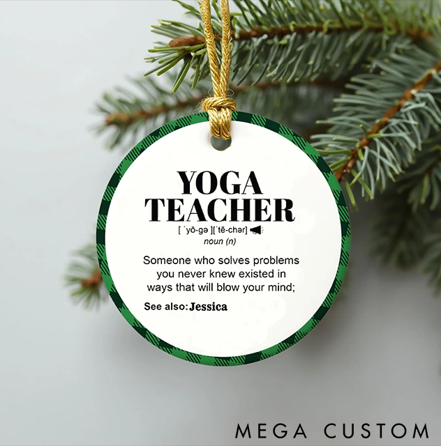 Personalized Christmas Ornament with Funny Yoga Teacher Definition Design Christmas Ornament Gift for Yoga Lover