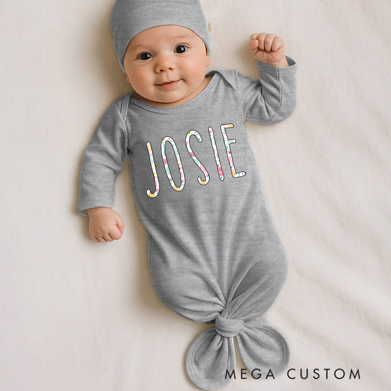 Personalized Simple and Playful Colorful Name Typography for Little Ones Baby Gowns