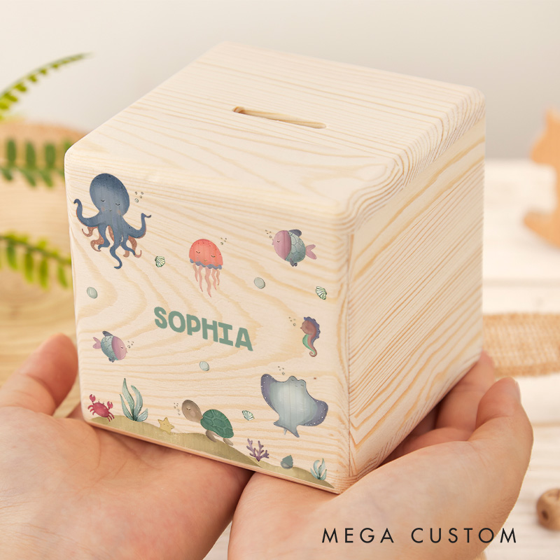 Personalized Ocean Piggy Bank Underwater Adventure with Custom Name and Sea Life Fun