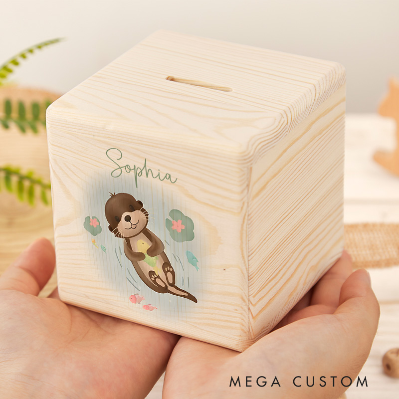 Personalized Sloth Piggy Bank Relaxed Vibes with Custom Name and Cute Sloth Illustration