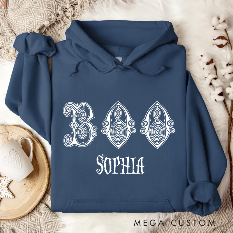 Personalized Boo with Intricate Swirl Accents for Stylish Seasonal Hoodies