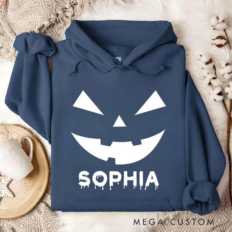 Personalized Iconic Jack Lantern Expression for Fun Festive Hoodies