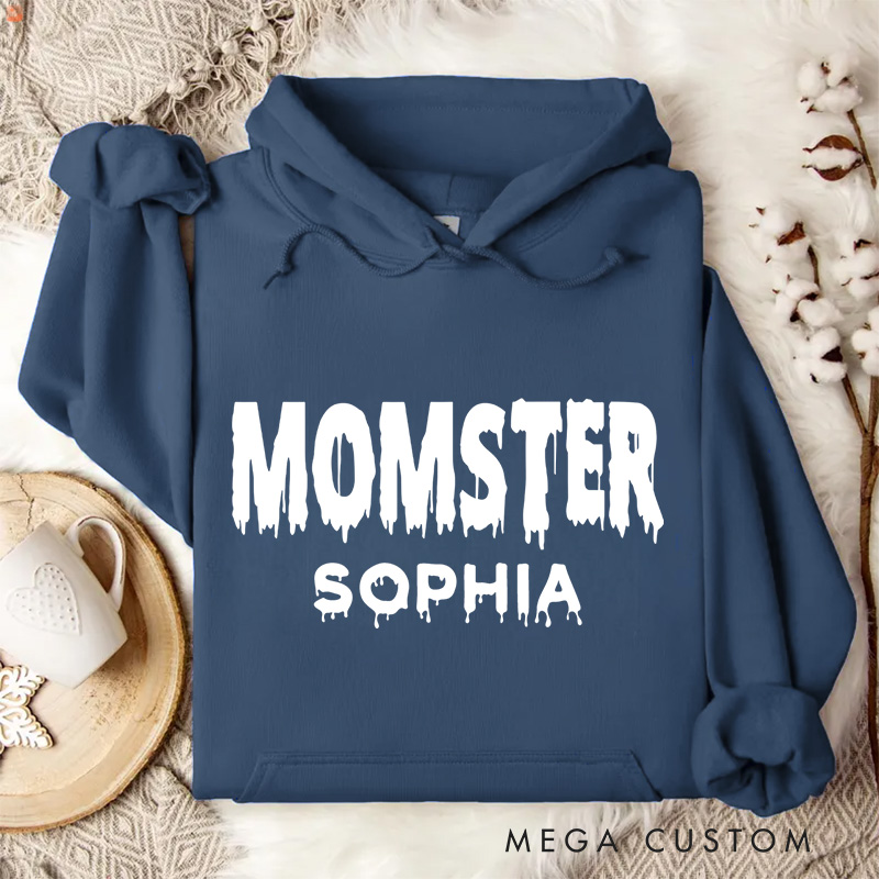 Personalized Bold and Humorous Momster Text for Chic Everyday Hoodies