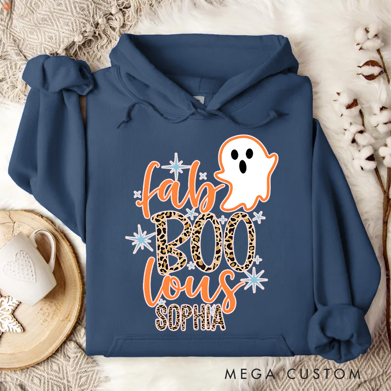 Personalized Fab BOO lous Ghost with Glittering Accents for Stylish and Chic Seasonal Hoodies