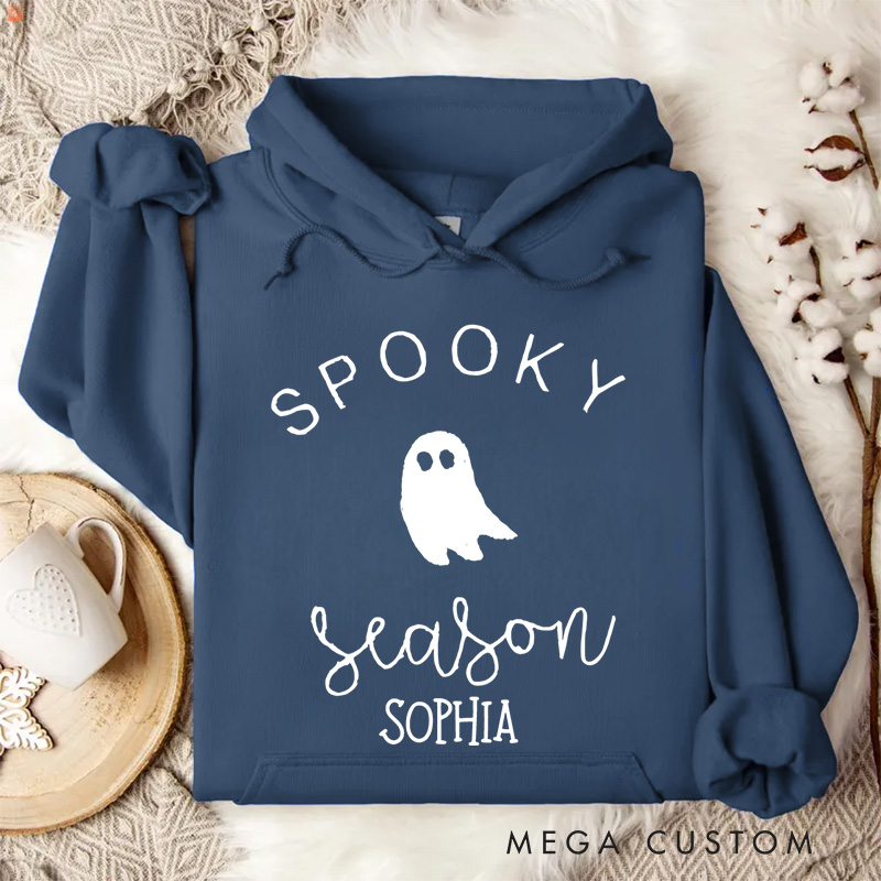 Personalized Minimalist Spooky Season Ghost Design for Trendy and Casual Everyday Hoodies