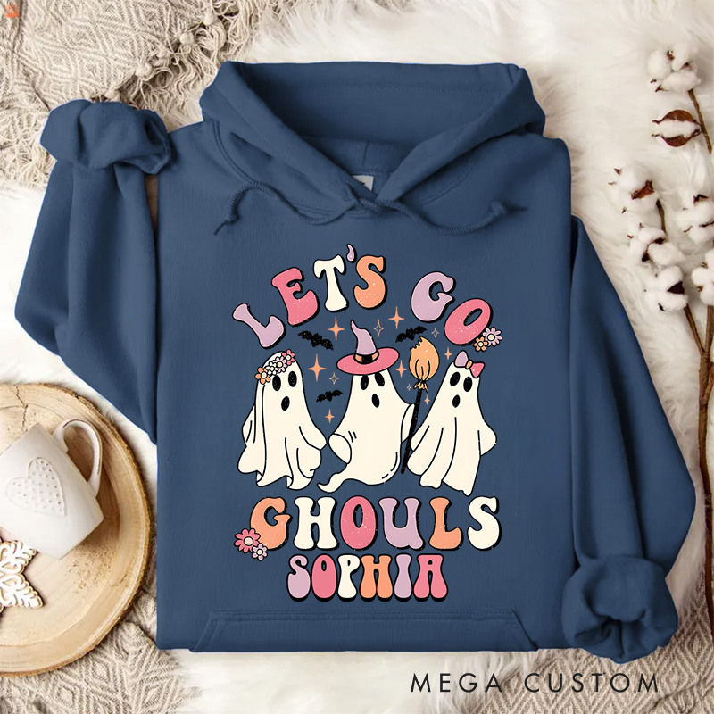 Personalized Let's Go Ghouls with Adorable and Playful Ghosts for Cheerful and Vibrant Hoodies