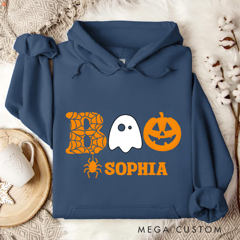 Personalized Boo and Pumpkin Icon Duo for Classic and Timeless Halloween Hoodies