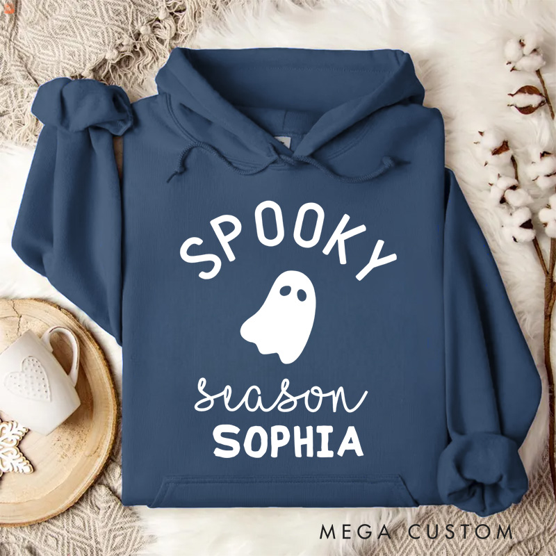 Personalized Minimalist Spooky Season Ghost Design for Casual Everyday Hoodies
