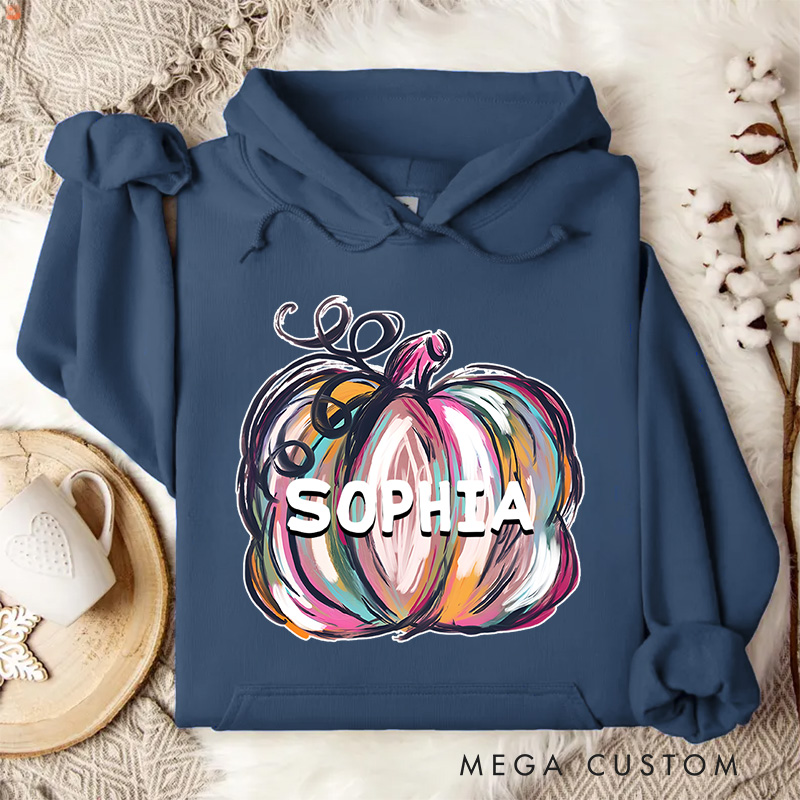 Personalized Artistic Colorful Pumpkin Illustration for Creative and Vibrant Hoodies