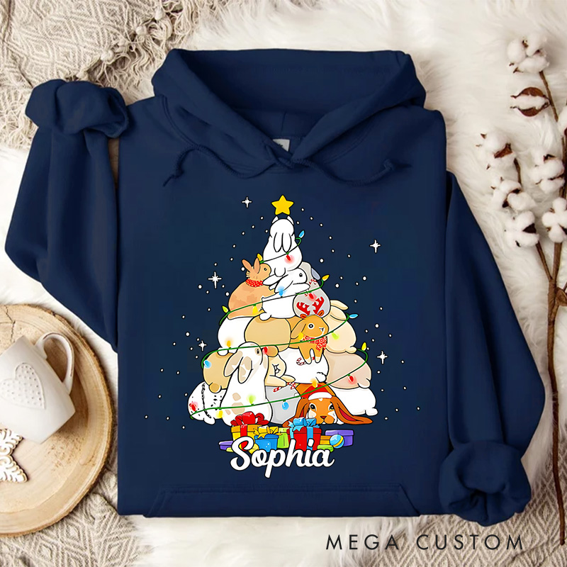 Personalized Christmas Tree with Cute Animals and Gifts Christmas Hoodies
