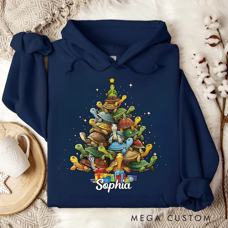 Personalized Stack of Puppies Forming a Christmas Tree Christmas Hoodies