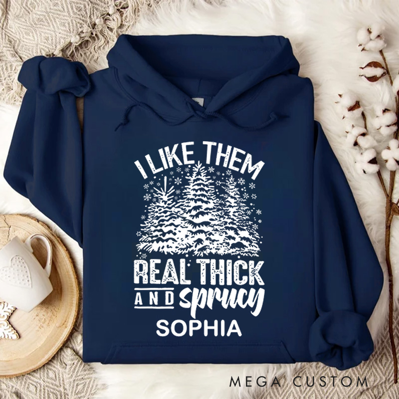 Personalized Thick and Spruce Christmas Trees with Fun Text Christmas Hoodies