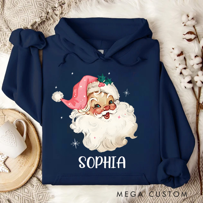 Personalized Cheerful Santa with Festive Expression Christmas Hoodies