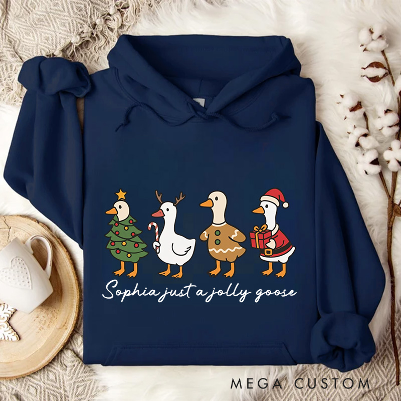 Personalized Jolly Geese in Festive Holiday Costumes Christmas Hoodies