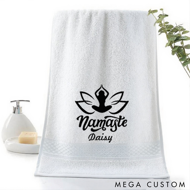 Personalized Yoga Hand Towel with Lotus Namaste Design Perfect for Yoga Meditation and Relaxation