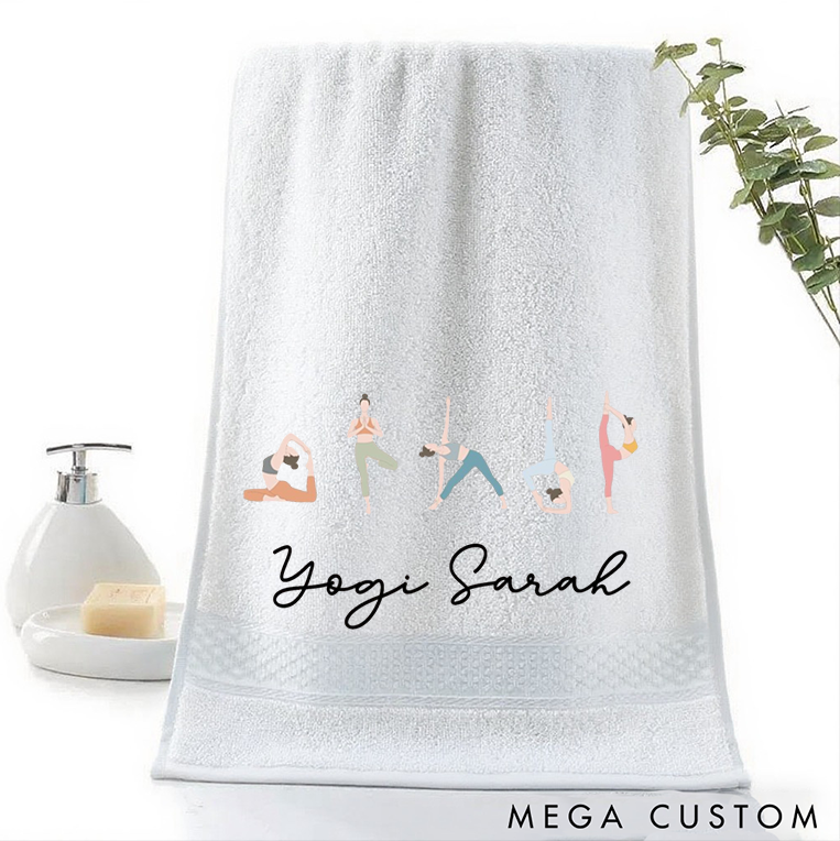 Personalized Yoga Hand Towel with Yoga Pose Design Perfect for Yoga Practice Relaxation and Wellness