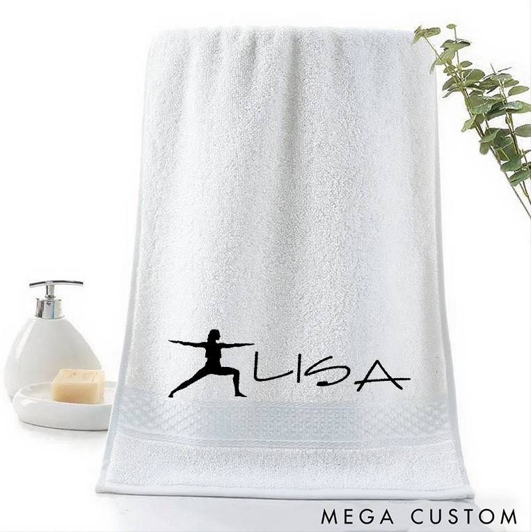 Personalized Yoga Hand Towel with Warrior Pose Design Perfect for Yoga Meditation and Relaxation
