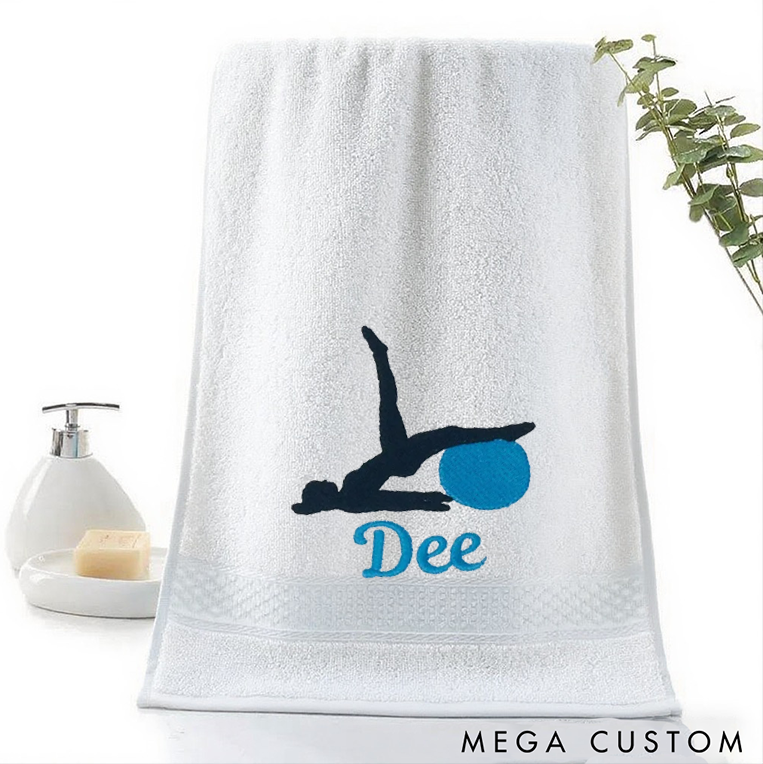 Personalized Yoga Hand Towel with Fitness Ball Design Sports Towel Perfect for Yoga Pilates and Workout Sessions