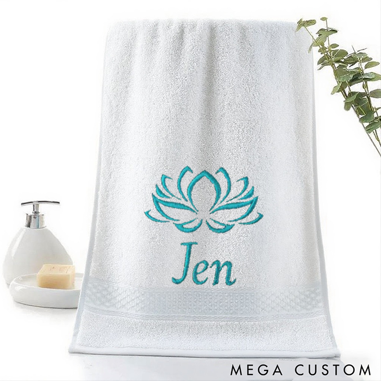 Personalized Yoga Hand Towel with Lotus Design Sports Towel Perfect for Yoga Meditation and Relaxation