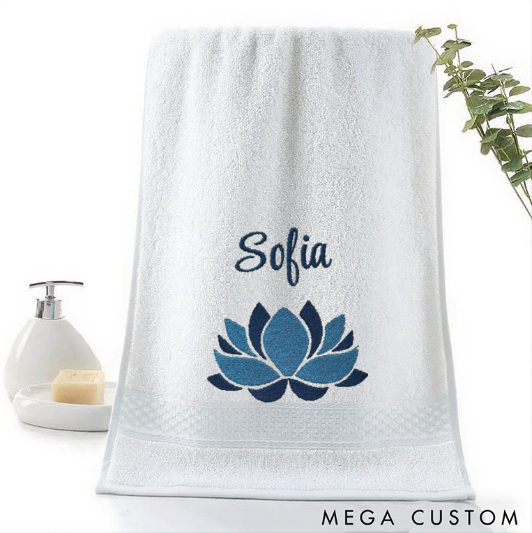 Personalized Yoga Hand Towel with Elegant Lotus Design Perfect for Yoga Meditation Fitness and Relaxation