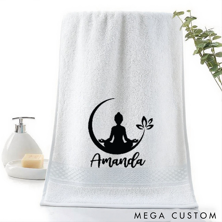Personalized Yoga Hand Towel with Meditation Design Perfect for Yoga Meditation and Relaxation