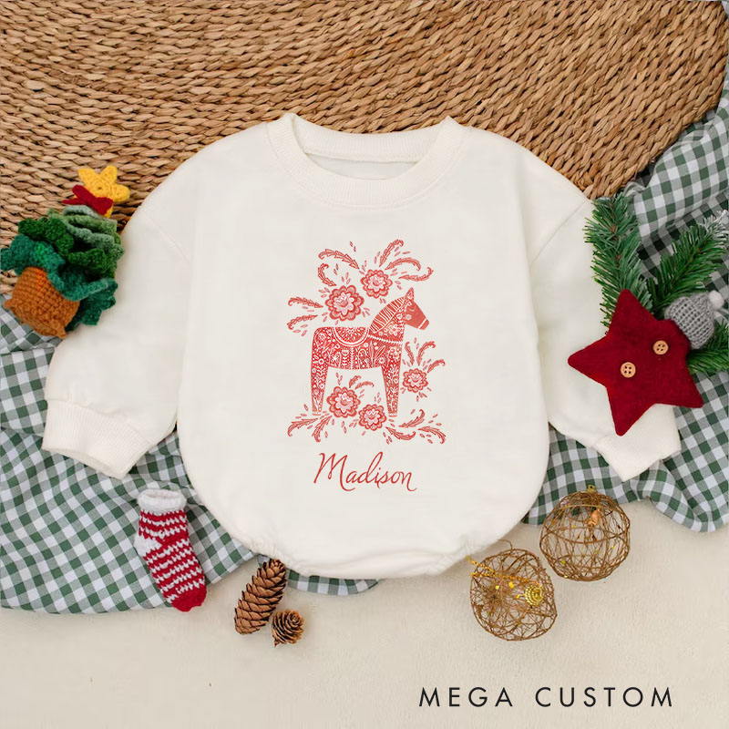 Personalized Floral Reindeer Baby Onesie Perfect for Adding Charm and Elegance to Festive Outfits Baby Bodysuit