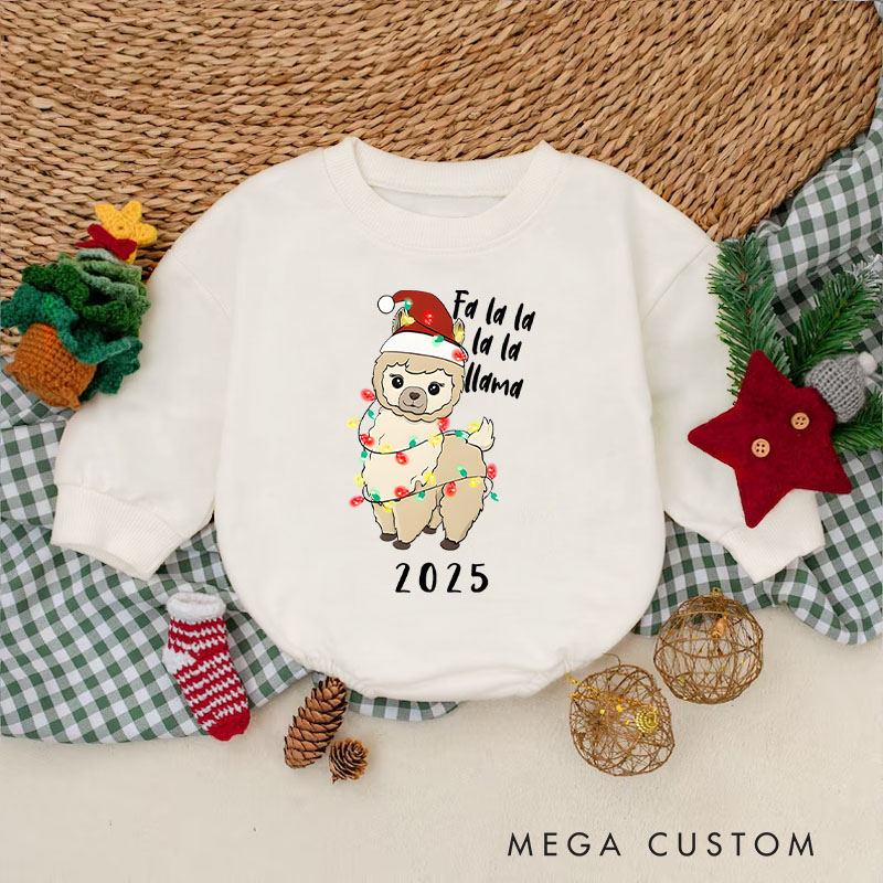 Personalized Fa La La Llama Baby Onesie Perfect for Adding a Whimsical Touch to Holiday Outfits Baby Bodysuit