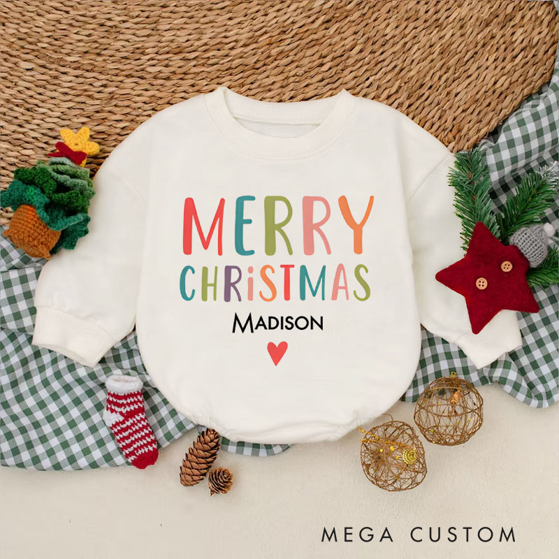 Personalized Merry Christmas Baby Onesie Perfect for Adding Festive Cheer to Holiday Celebrations Baby Bodysuit