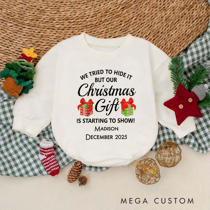 Personalized Christmas Gift Announcement Baby Onesie Perfect for Sharing Exciting Holiday News Baby Bodysuit
