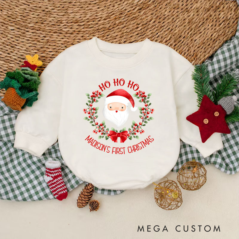 Personalized Ho Ho Ho Santa Baby Onesie Perfect for Celebrating a Baby’s First Festive Holiday Season Baby Bodysuit